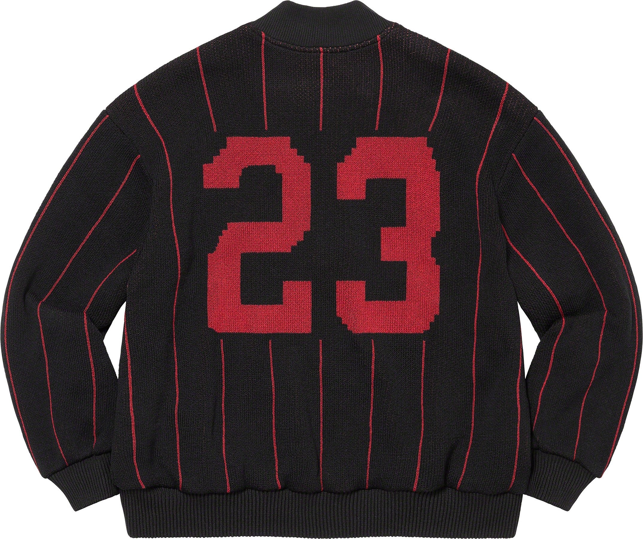Pinstripe Varsity Zip Up Sweater view 9